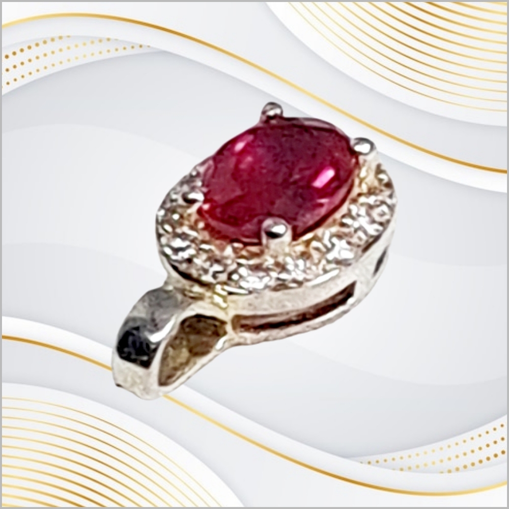Stauer Italy ~ Sterling Silver Ruby Color CZ Stone Pendant - Picture 3 of 6